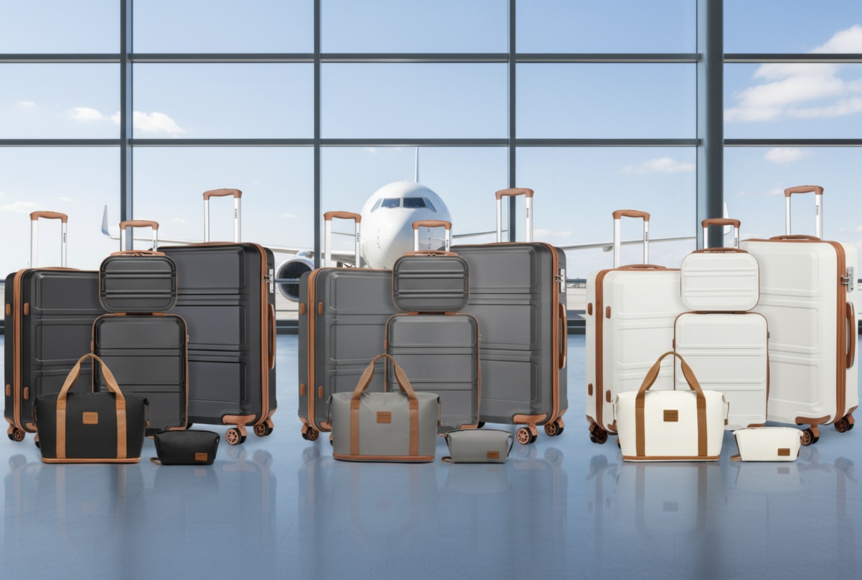 KONO 6-delige reisset: 4 harde koffers, 1 reistas en 1 toilettas