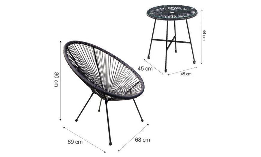 Image 6: 3-Piece String Egg Chair with Coffee Table Set 