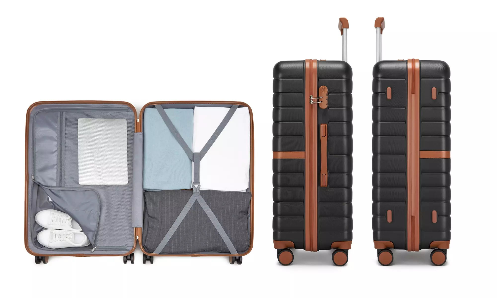 KONO Stylish Stripe Design Suitcase with Spinner Wheels