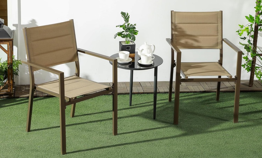 Image 10: Two Garden Dining Chairs in Black, Grey or Beige