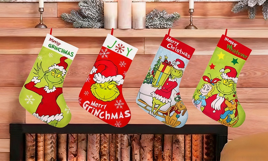 Image 6: 4-Pack Grinch-Inspired Christmas Stockings 