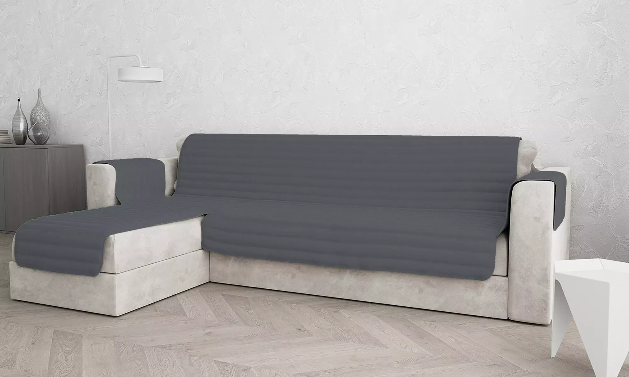 Copridivano trapuntato con penisola