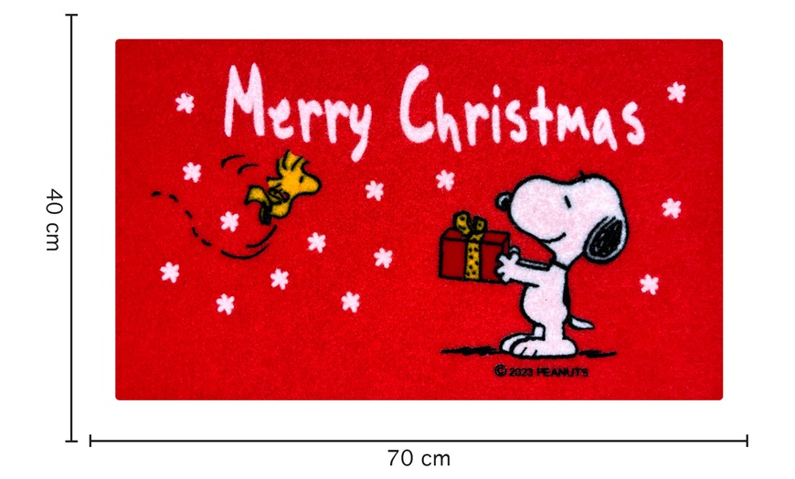 Image 9: 1x oder 2x Fußmatte mit weihnachtlichem Snoopy-Motiv