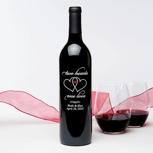Two Hearts | Shipping Not Included - Custom Etched Bottle of Wine at Etchedwine.com