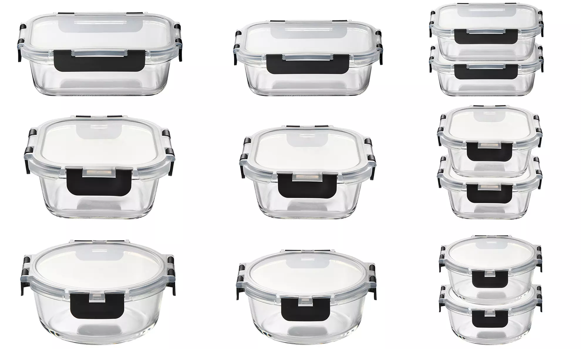 12 contenitori in vetro borosilicato con coperchi