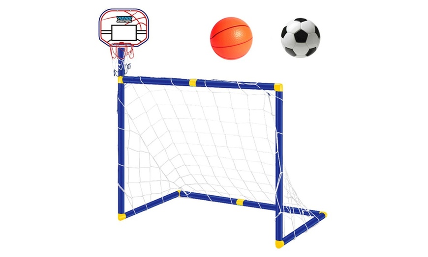 Image 8: 2-in-1 Basketball Hoop and Football Set
