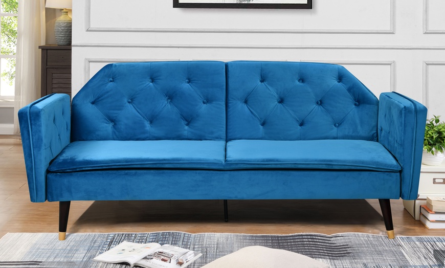 Image 5: Malmo Plush Velvet Sofa Bed