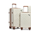 Image 16: Three-Piece Sleek Geometric Pattern Hard Shell ABS+PC Suitcase Set 