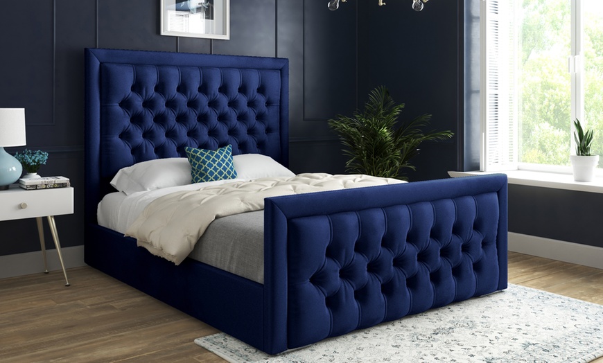 Image 10: DS Living Kingston Upholstered Soft Velvet Bed