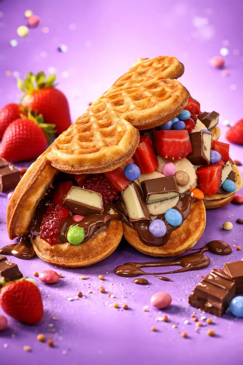 Happy Waffle, Waffeltorten / Party-Waffelherzen mit Toppings & Getränk