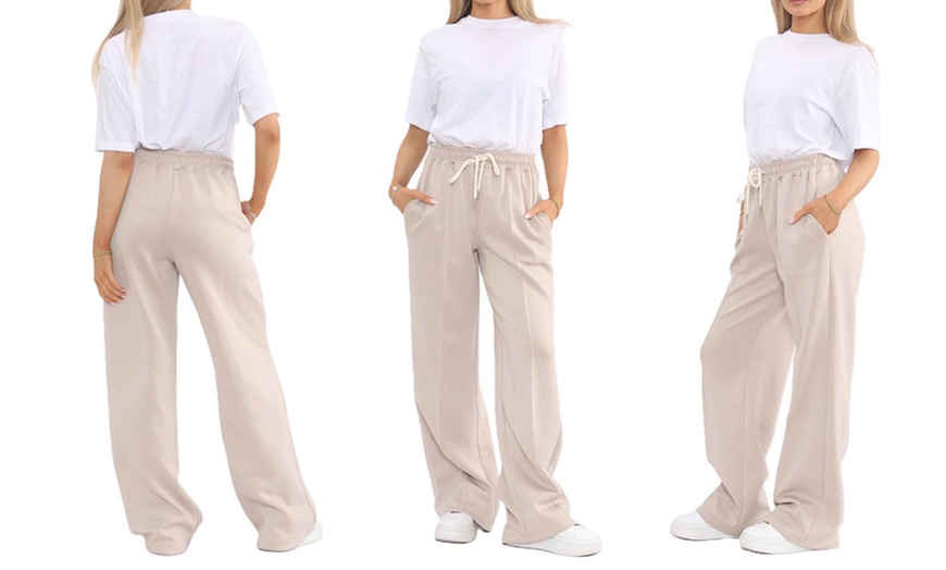 Image 11: Plain and Seam Front Wide Leg Trousers