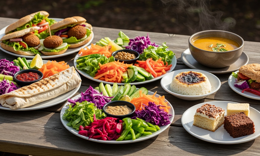 Image 1: Veggie Teller mit inkl. Suppe & Nachtisch nach Wahl für 1-4 Personen