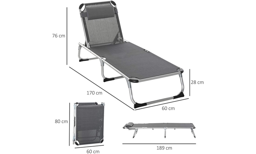 Image 8: Outsunny Foldable Sun Lounger selection