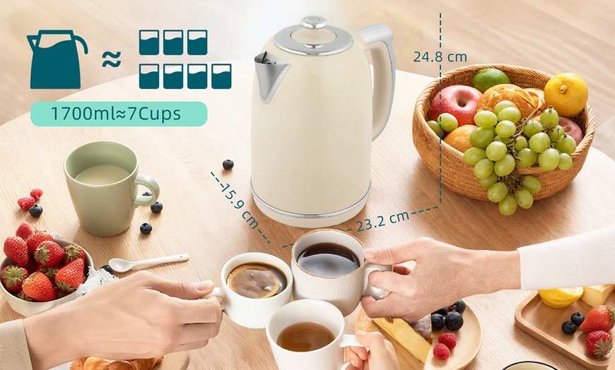 Image 4: HomCom Retro-Style Kettle and Toaster Set 1.7L