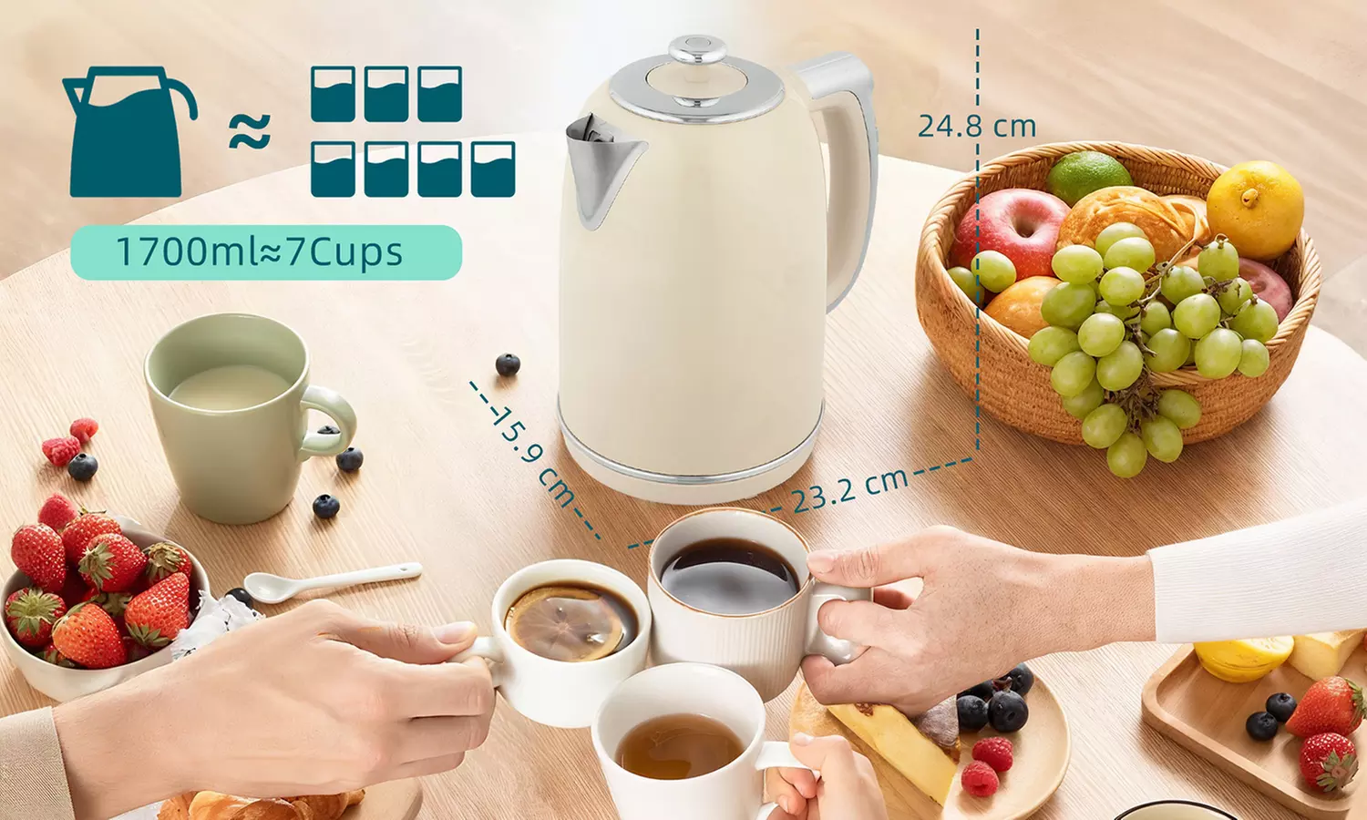 HomCom Retro-Style Kettle and Toaster Set 1.7L