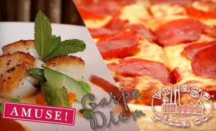 $15 for $30 Worth of French Cuisine at Amuse!, $15 for $30 Worth of Moroccan Fare at Carpe Diem, or $10 for $20 Worth of Pizza and More at Village Pizza - Primary Image