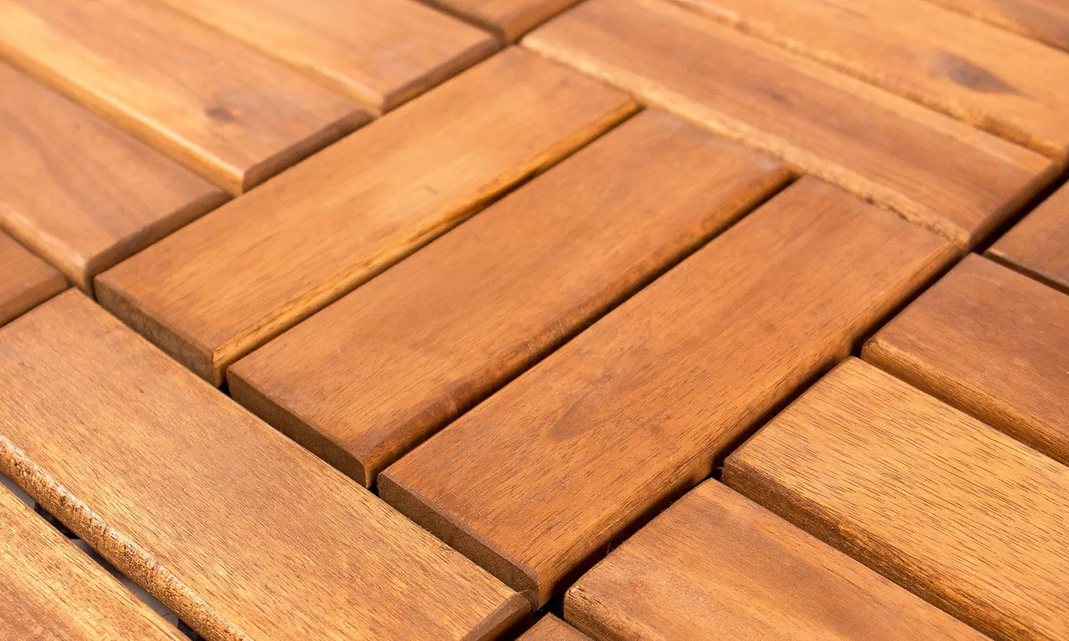 Ensemble de 9 ou 27 caillebotis emboîtables en bois d'acacia 30 x 30 x 2,4 cm pour terrasses et balcons - Second Medium