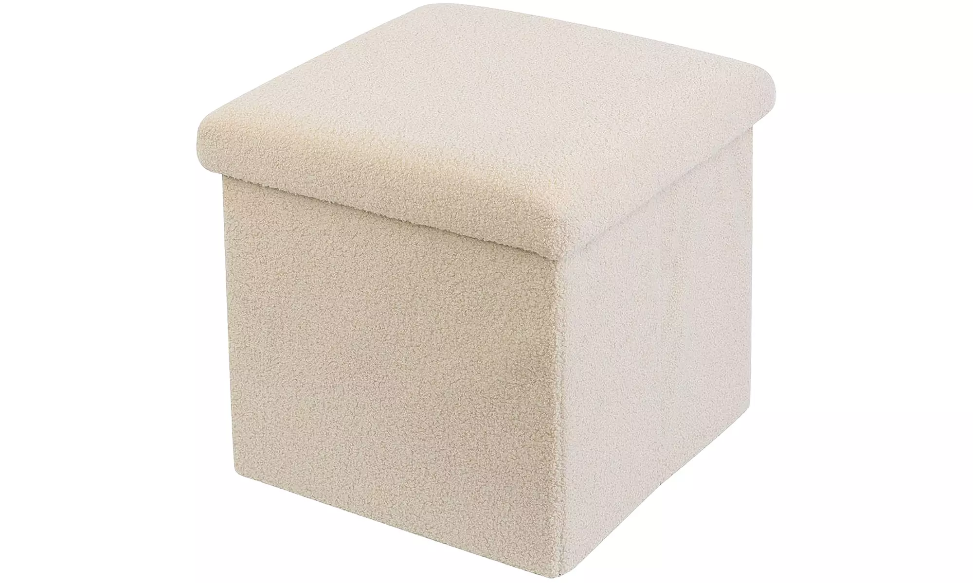 Teddy Boucle Storage Ottoman or Foldable Cube Footstool