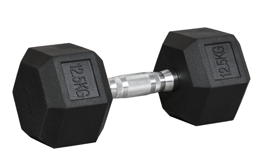 Image 16: HOMCOM Hex Dumbbell Weights 4kg-20kg; Rubber Weight and Metal Grip