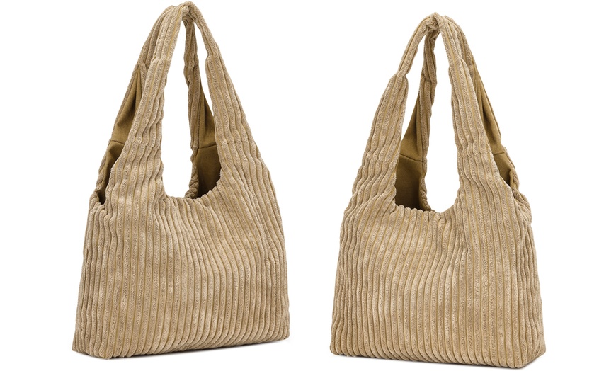 Image 21: Women's Reversible Corduroy Shoulder Bag