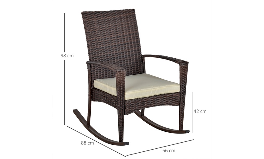 Image 14: Outsunny Rattan-Effect Rocking Chair