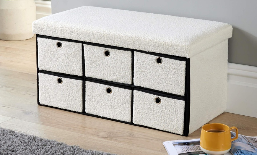 Image 1: Furniture Dealz Sofia Six Drawer Folding Storage Ottoman