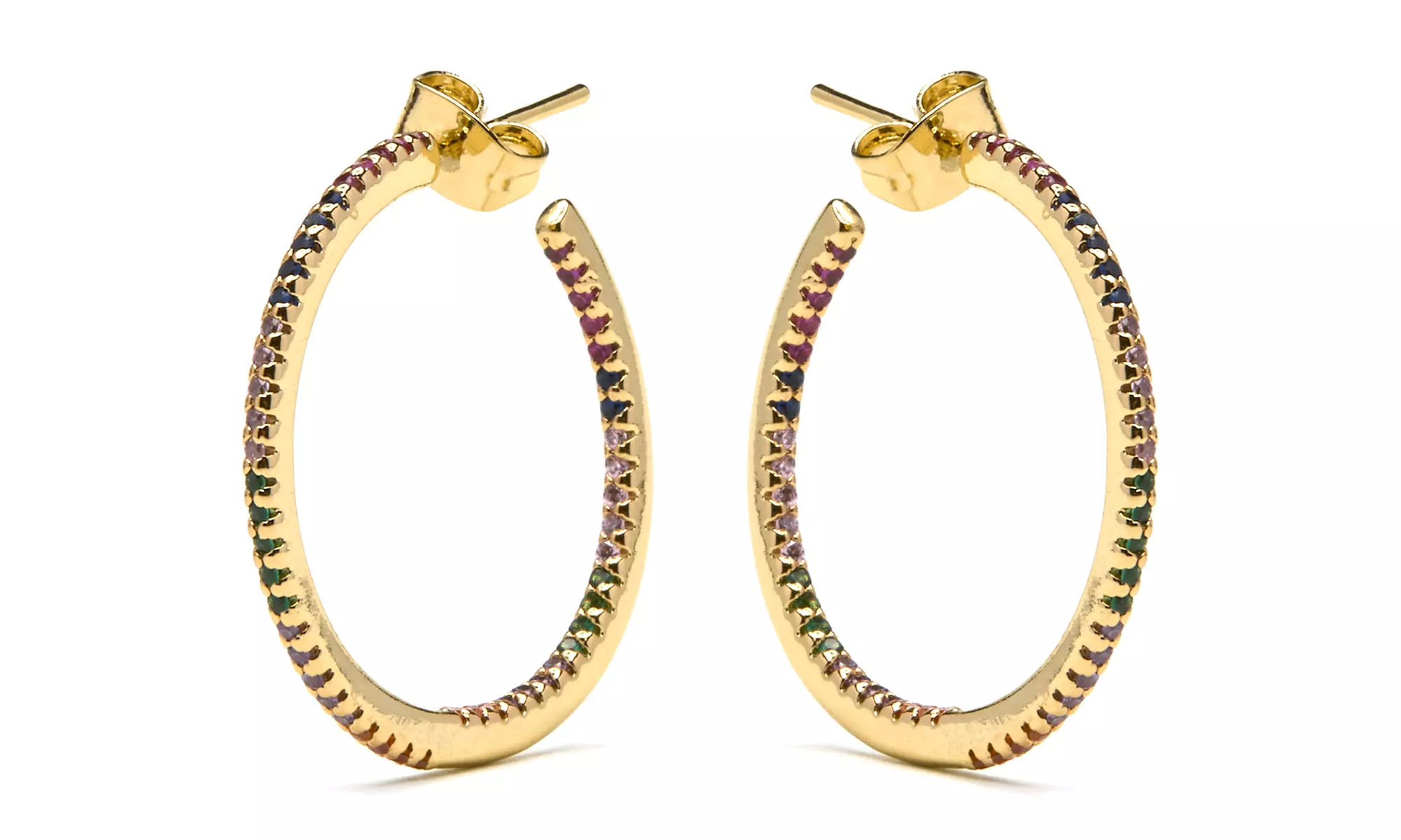 Pendientes de aro con circonitas brillantes de colores, de Luxenter
