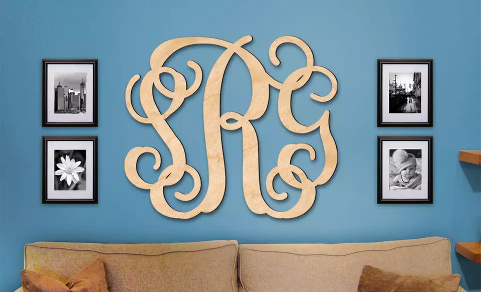 24" or 32" Natural or Painted Wooden Monogram Signs from Authentic Monogram Art (50% Off) - Primary Image