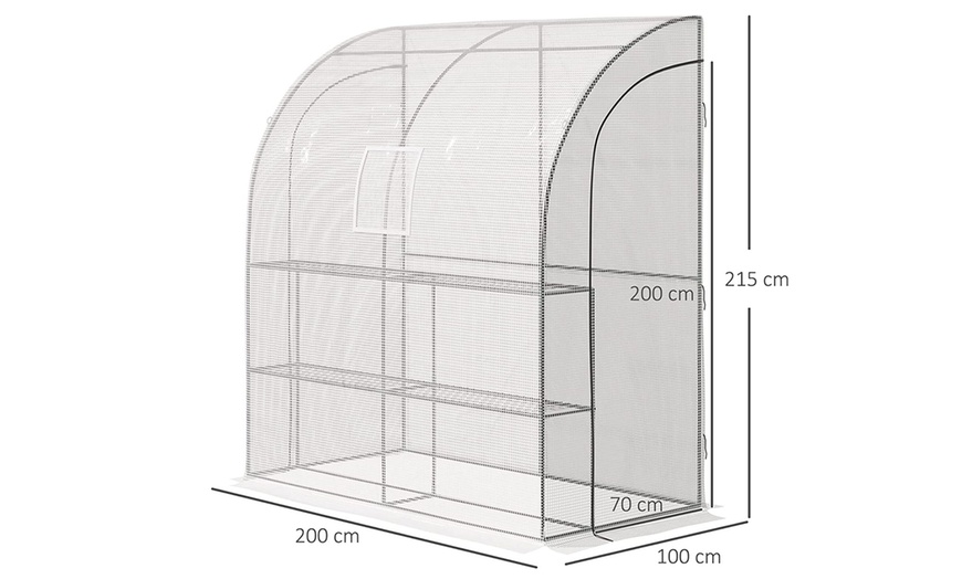 Image 6: Outsunny Walk-In Lean to Wall Greenhouse with Windows and Doors
