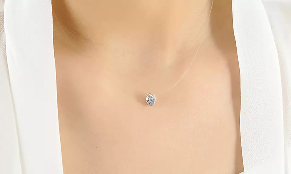 Collier chaîne invisible orné de cristaux Swarovski® - Primary Image