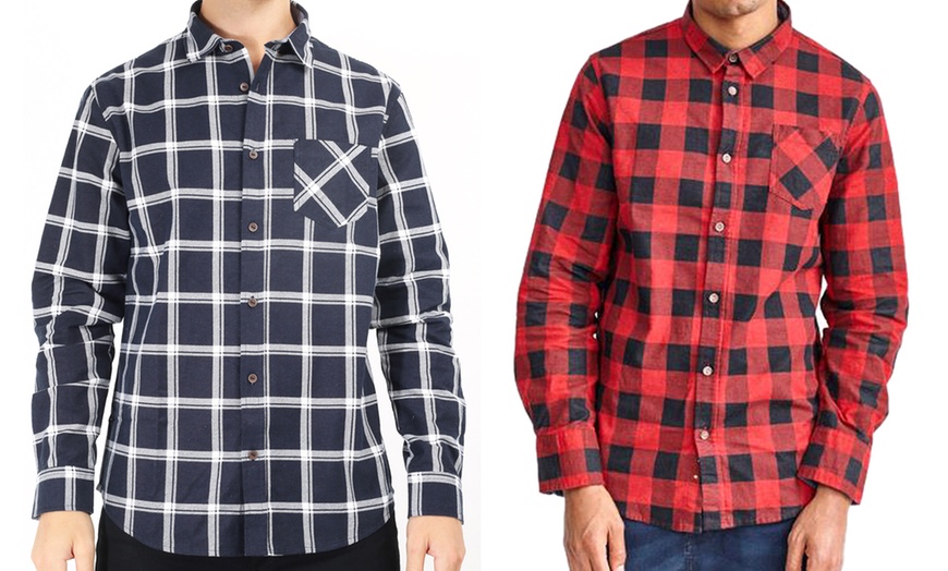 Image 1: Men's Checked Long-Sleeve Shirt