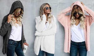 Women's Fluffy Hooded Cardigan