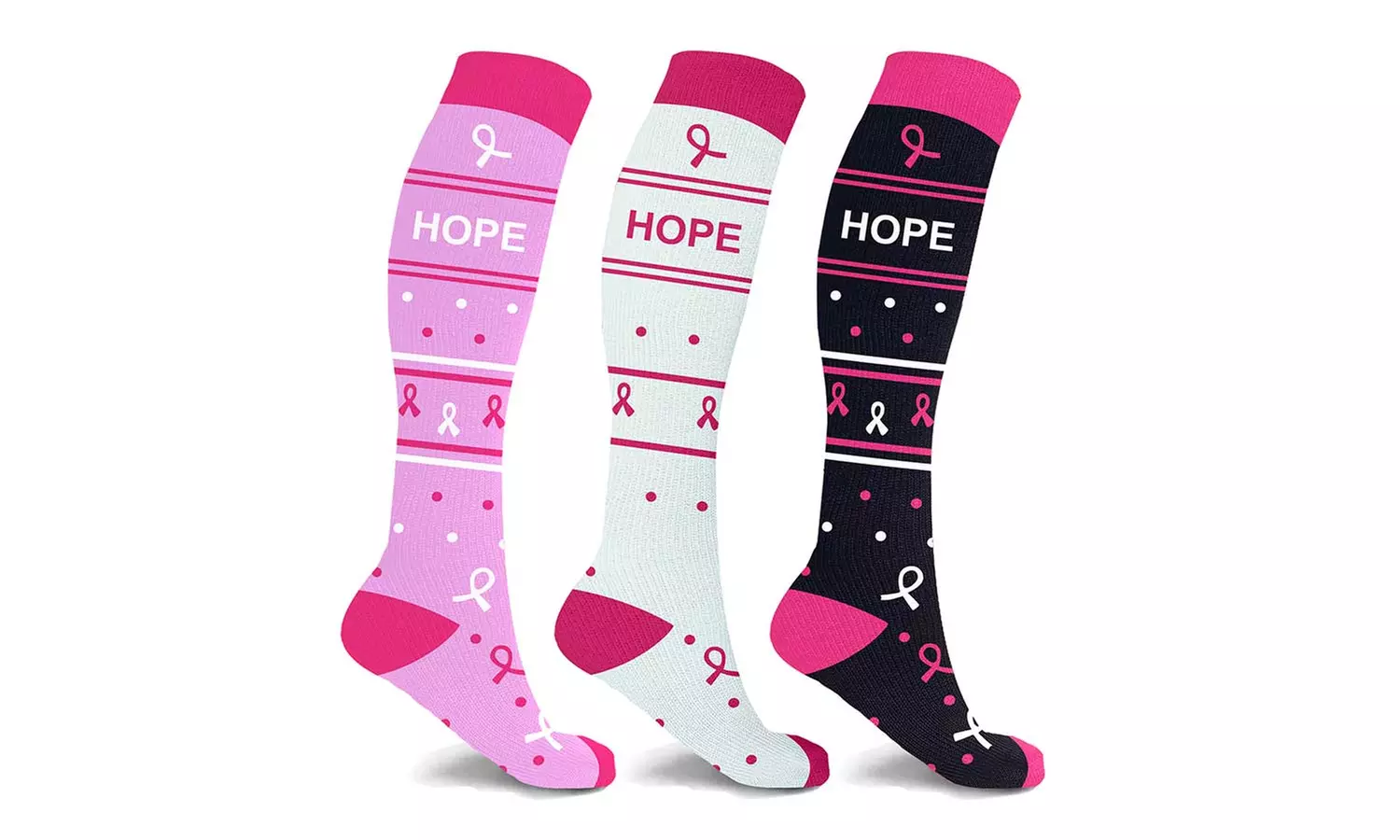 Breast Cancer Awareness Hope Compression Socks (3 or 6 Pairs) - Image 3