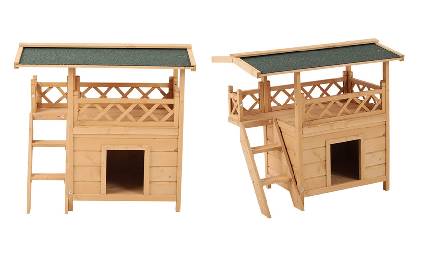 Image 2: PawHut Pet Outdoor Wooden House