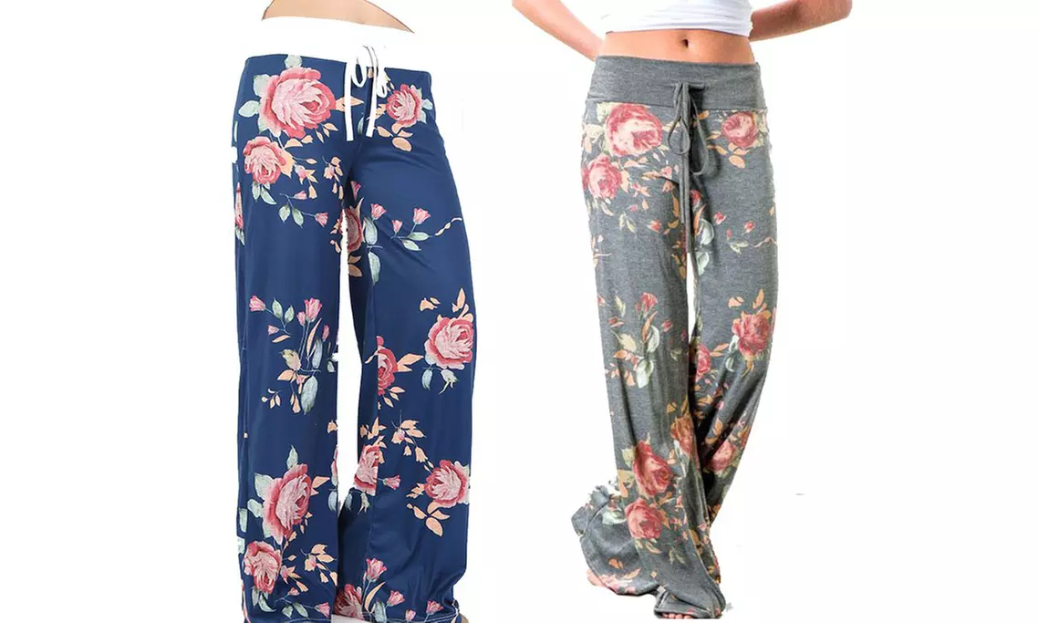 1 o 2 paia di pantaloni a gamba larga da donna con design floreale disponibili in 4 colori e 2 taglie - Image 7