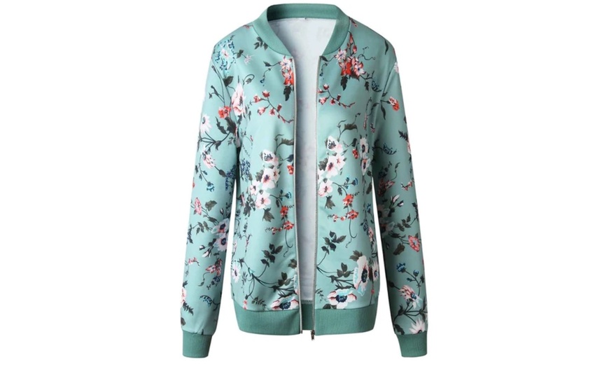 Image 2: Womens Floral Bomber Jacket
