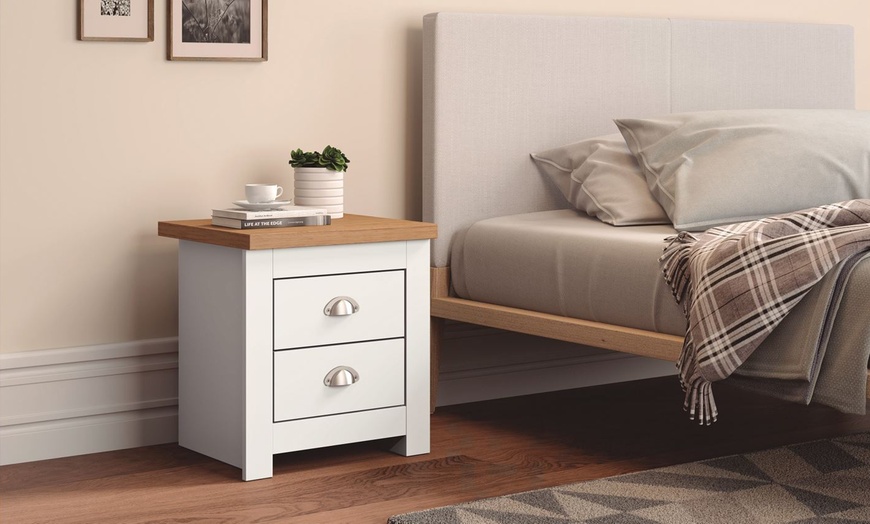 Image 4: Shaker Style Bedside Table with Two Drawers