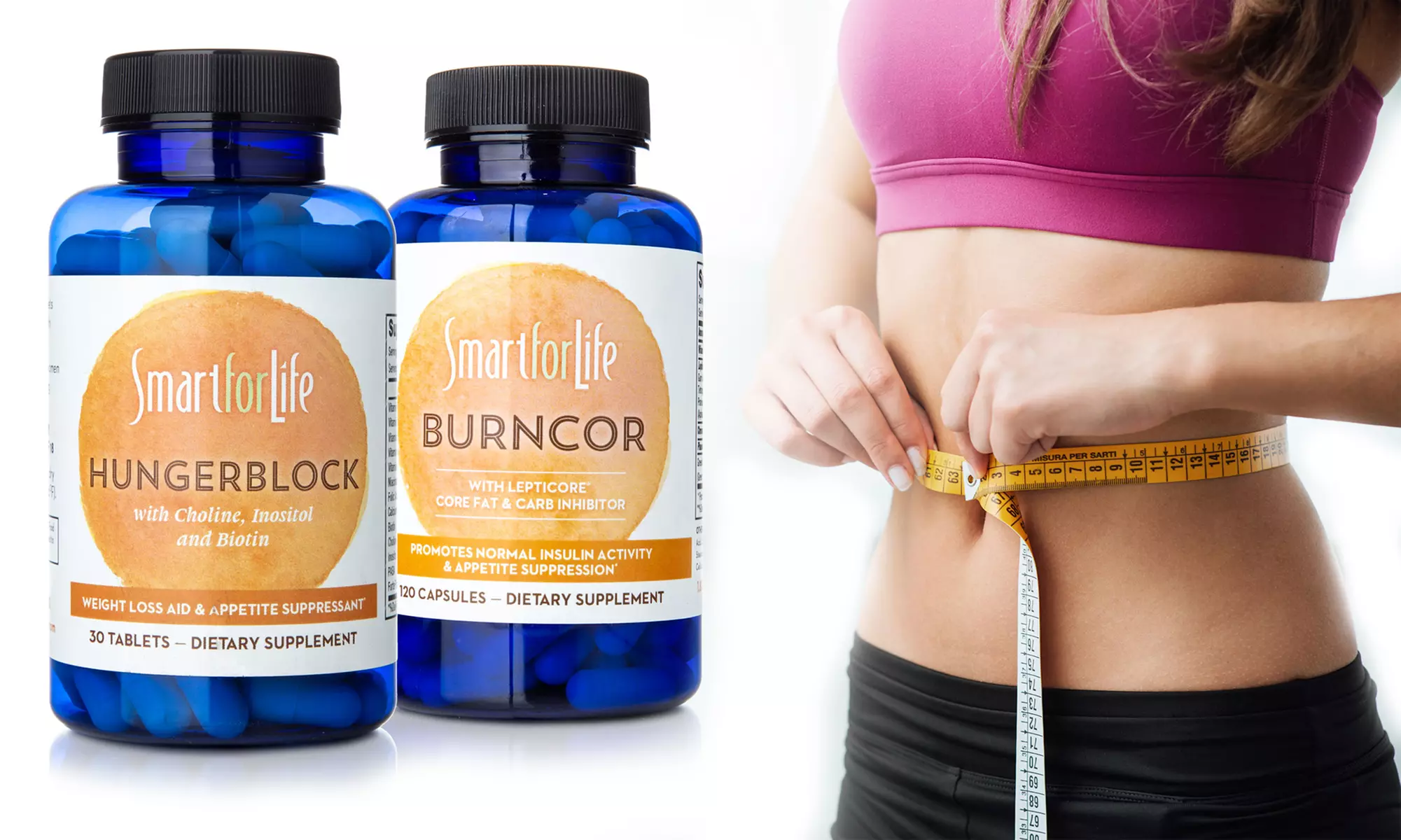 Smart For Life Hungerblock and BurnCor Gluten-Free Weight-Loss and Appetite-Suppressant Supplements (1-, 2-, or 3-Pack) - Primary Image