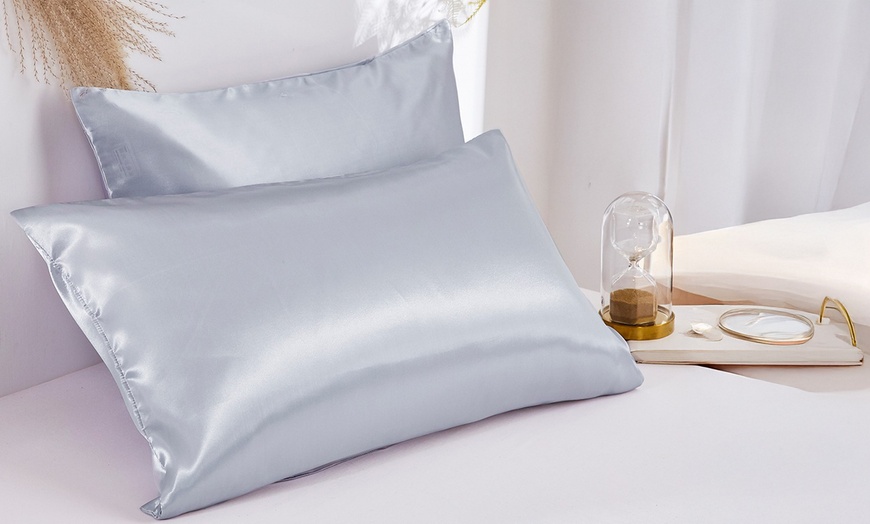 Image 1: Soft Satin Silk Pillowcase Pillow Cover for Hair and Skin