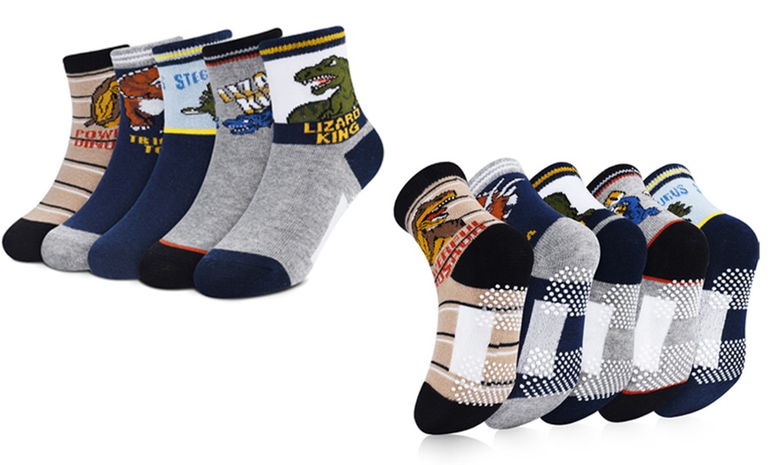 Image 4: Kids 5-Packs Non Slip Socks