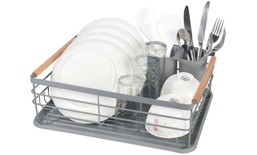 Image 4: Three-Piece Dish Drainer with Drip Tray and Cutlery Holder