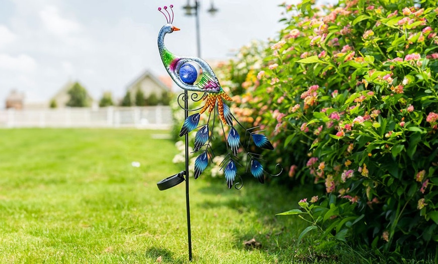 Image 5: Solar Metal Peacock Garden Decorative Lights