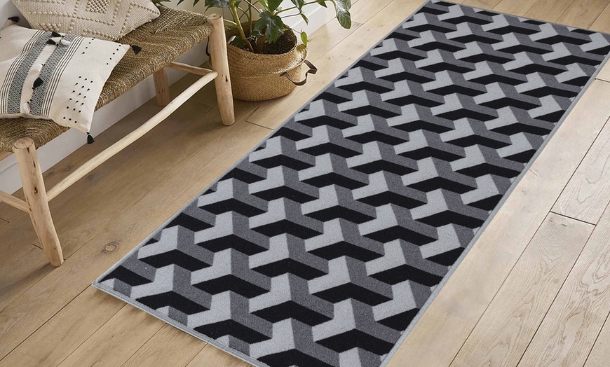 Image 4: Havana Geo Chevron Design Anti-Slip Doormat