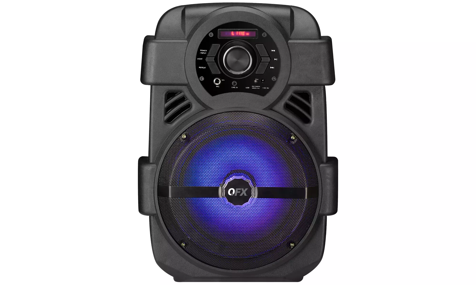 QFX PBX-8 8" Bluetooth Portable Party Speaker with FM, USB, and Lights - Primary Image