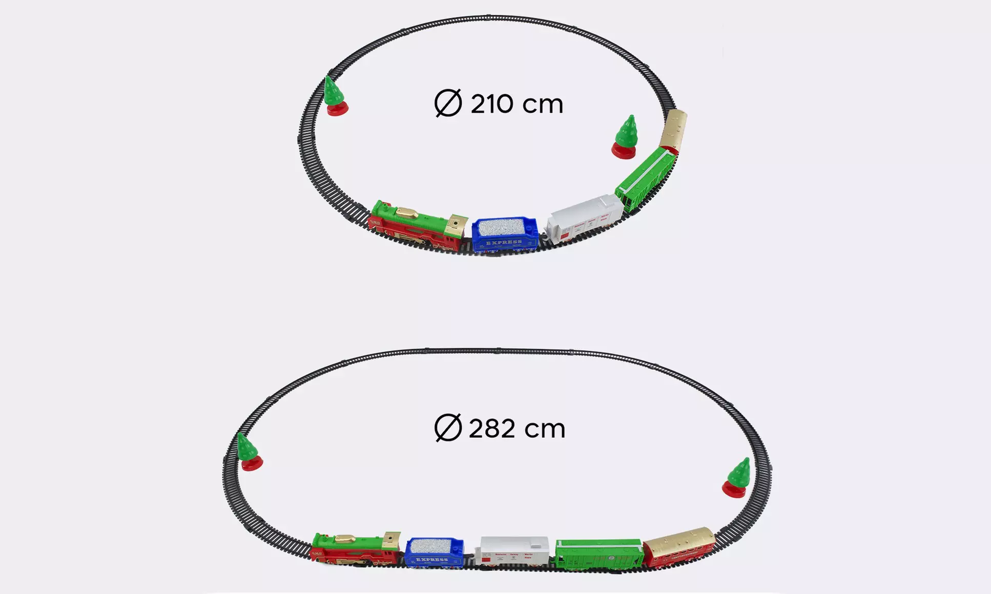 Train électrique de noël avec locomotive, wagons et rails - Image 4