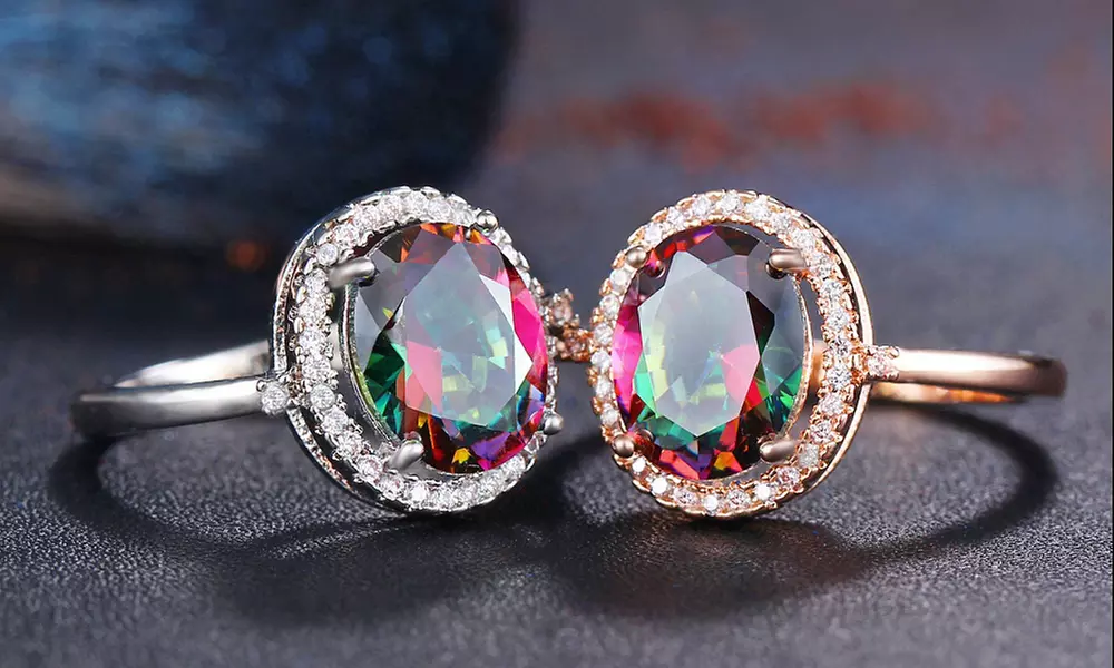 Bague Halo Cocktail fabriquée avec des cristaux de 2mm Swarovski® - Primary Image