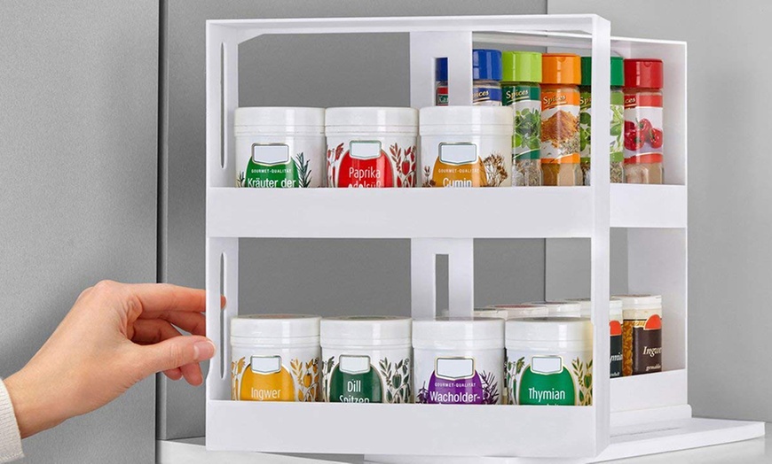 Image 8: 2-Tier Rotating Spice Rack Organizer