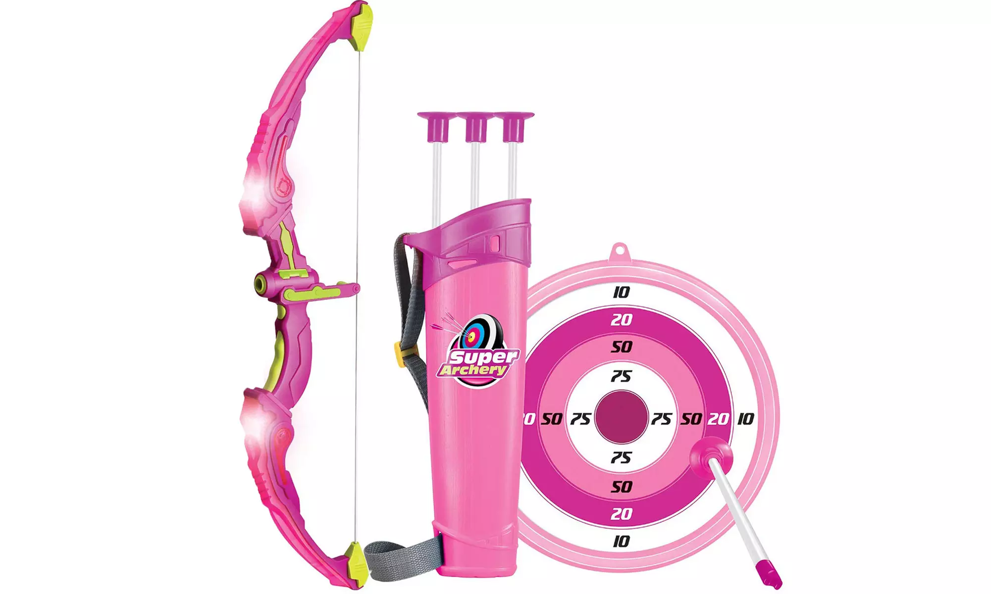 Pink Light-Up Bow and Arrow Archery Play Set with 3 Suction Cup Arrows (6-Piece) - Primary Image