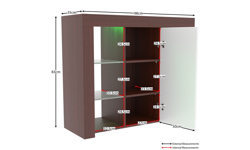 Image 46: Vida Designs Azura One-Door LED Sideboard