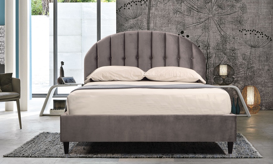 Image 2: Velvet Upholstered Bed